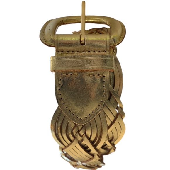 LAUREN Ralph Lauren GOLD Braided Leather Belt - Picture 3 of 6